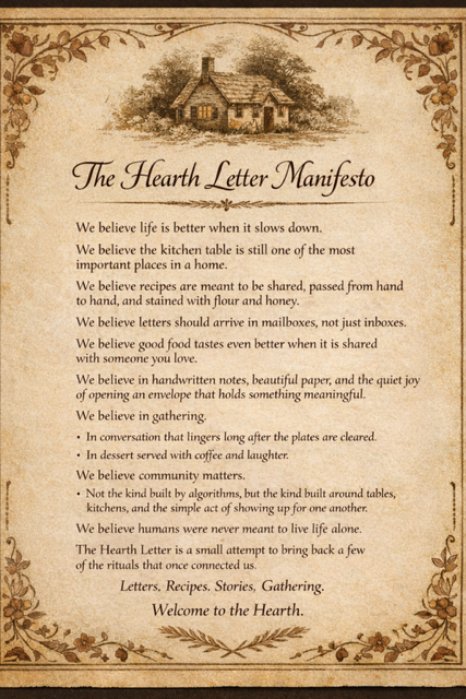 The Hearth Letter Manifesto handwritten