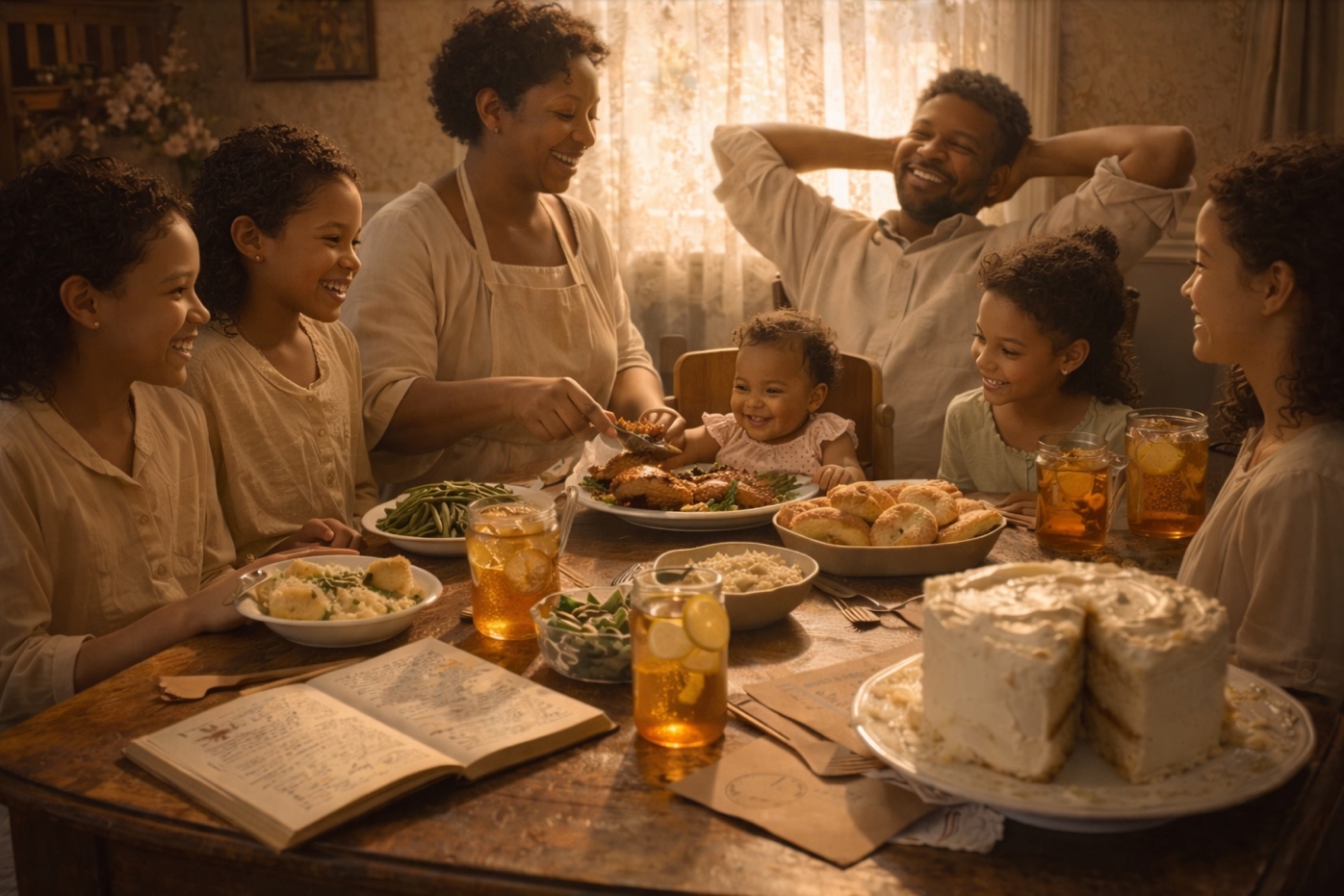 Family gathered around the table
