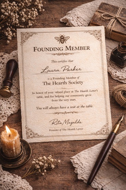 Founding Member Certificate of The Hearth Society