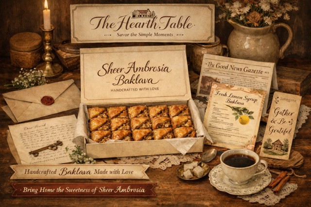 The Hearth Table with handcrafted baklava